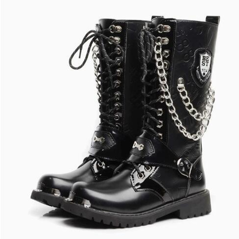 Steel Chain - Botas de Motocicleta para Hombre, Estilo
